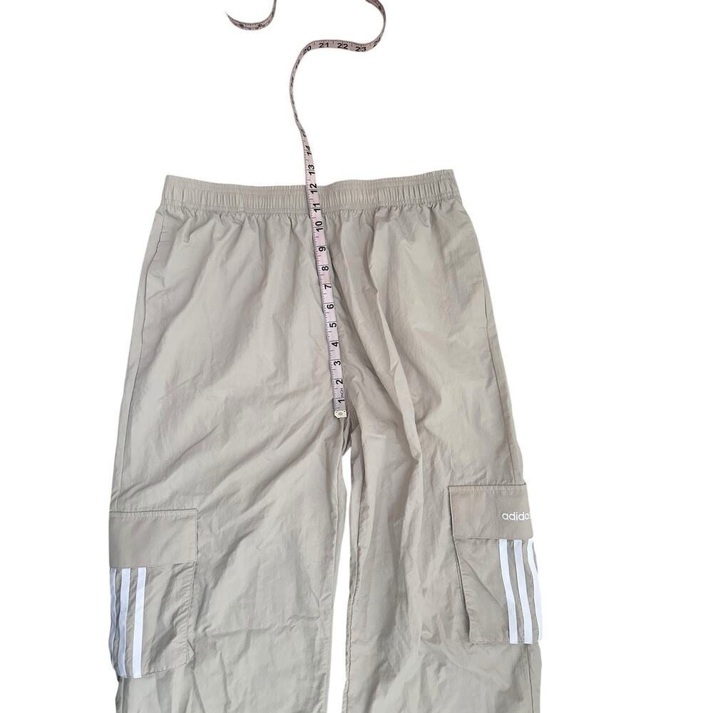 Adidas Women’s Cargo Track Pants Tan 3-Stripe Utility Parachute Pants Large - Picture 9 of 13